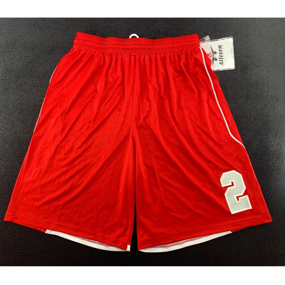 Alleson Athletic Red‎ Basketball Shorts Adult L Graduated 9 Inch Inseam New